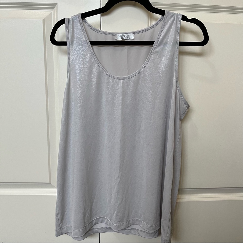 Anatomie Shimmering Gray Silver Tank Top, Women’s Size XL extra large